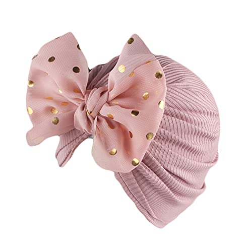 TinaDeer Baby Mädchen Turban Hüte mit Schleife Neugeboren Kleinkind Stirnband Haarband Knoten Mütze Sommer Stretch Taufe Headwear Neugeborenes Mütze Hut für 0-3 Jahre (Wassermelonenrot, 18x17cm) von TinaDeer