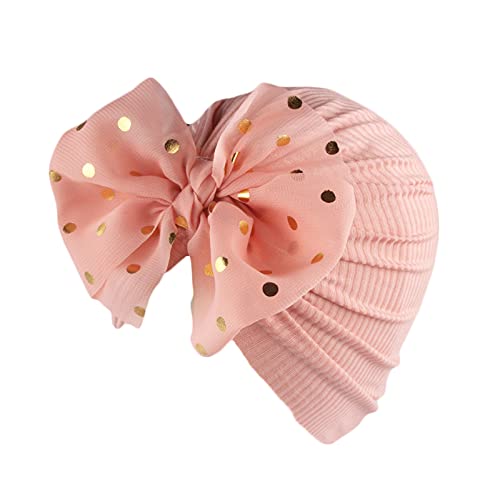 TinaDeer Baby Mädchen Turban mit Schleife Neugeboren Taufe Stirnband Haarband Sommer Stretch Headwrap Beanie Cap Headwear Mütze Hut für 0-3 Jahre Kleinkind Säuglinge (Rosa B), Einheitsgröße von TinaDeer