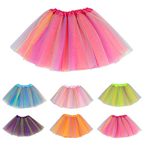 TinaDeer Baby Mädchen Tutu Rock Bunt Prinzessin Tüllrock Minirock Kleinkind Kinder Fotoprops Reifrock Ballettrock Regenbogen Rock für Fotografie Geburtstag für 2-8 Jahre von TinaDeer