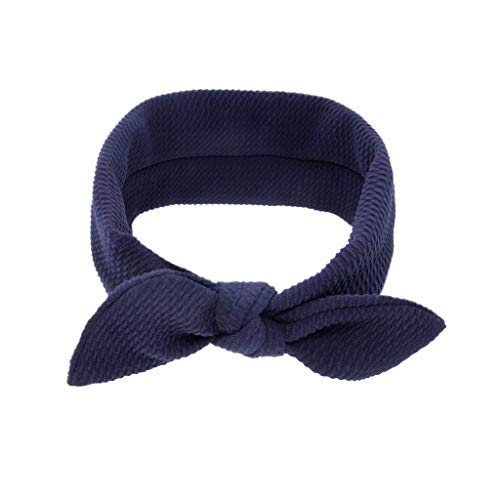 TinaDeer Baby Neugeborene Mädchen Stirnband mit Schleife Stirnbänder Nylon Stretch Haarband Taufe Headwear Kopfband Haarbänder Kopftuch für 0-3 Jahre Kinder Kleinkinder Säuglinge (Navyblau) von TinaDeer