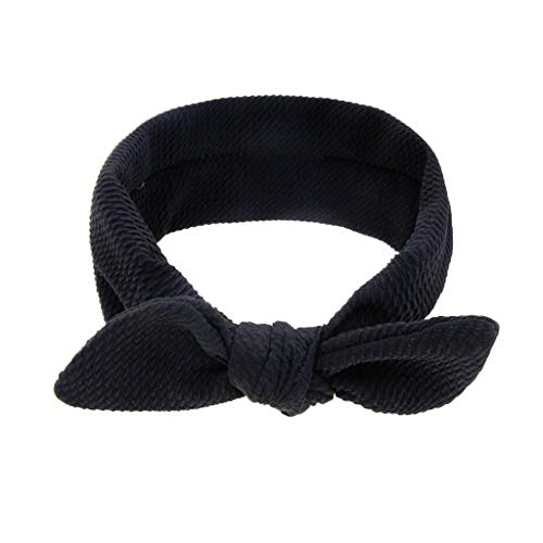 TinaDeer Baby Neugeborene Mädchen Stirnband mit Schleife Stirnbänder Nylon Stretch Haarband Taufe Headwear Kopfband Haarbänder Kopftuch für 0-3 Jahre Kinder Kleinkinder Säuglinge (Schwarz) von TinaDeer