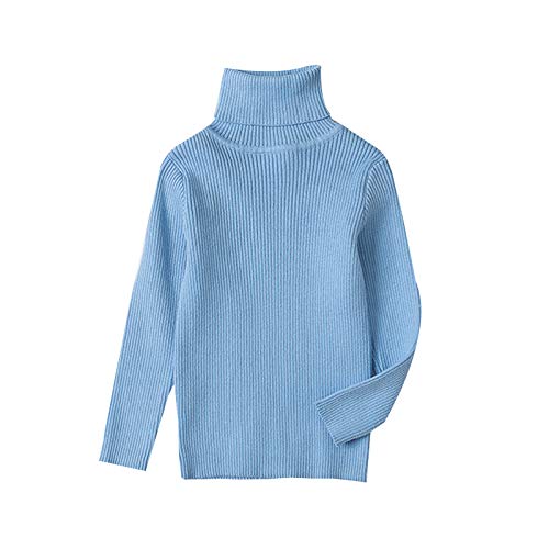 TinaDeer Baby Rolli Kleinkind Kinder Rollkragenpullover Jungen Mädchen Strickpullover Langarm Warme Sweatshirt Rundhalsausschnitt Strick Pullover Herbst Winter Kleidung (Blau, 4-5 Jahre) von TinaDeer