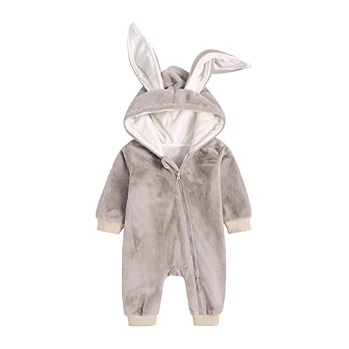 TinaDeer Baby Schneeanzüge Winter Overall mit Kapuze Winter Strampler Fleece Overall mit Fuß für Babys Neugeborene Kleinkind Mädchen Jungen Warm Jumpsuit für 0-12 Monate (Beige B, 0-3 Monate) von TinaDeer