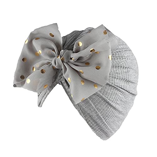 TinaDeer Baby Turban Hüte Kleinkind Kopfband Turban Haarbänder Taufe Headwrap Newborn Stirnband Neugeborenes Baby Mädchen Bowknot Hut Mütze Hut Hut (Grau, One Size) von TinaDeer