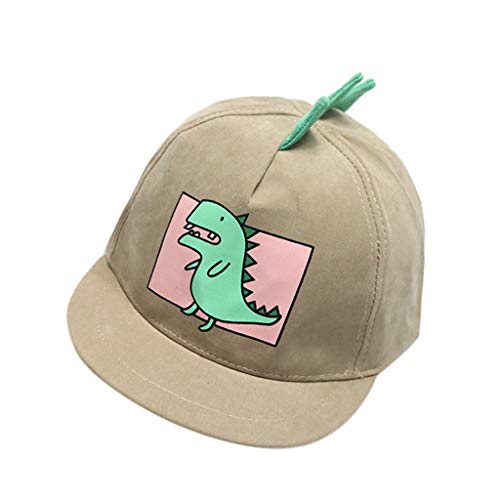 TinaDeer Baseballcap Cartoon-Dinosaurier Baseballkappe Kinder Jungen Mädchen Baseballmütze Verstellbar Sommer UV-Schutz Sonnenhut Outdoor Faltbar Leicht Babyhut (Khaki, One Size) von TinaDeer