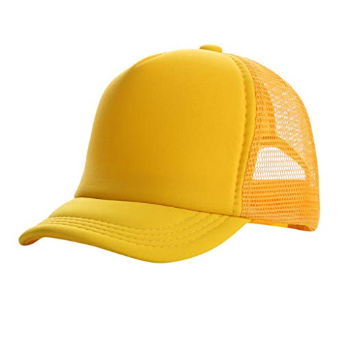 TinaDeer Baseballcap Kinder Jungen Mädchen mit Netz Verstellbar Baseballmütze Sommer UV-Schutz Sonnenhut Outdoor Baseballkappe Faltbar Leicht Babyhut (Gelb A, One Size) von TinaDeer