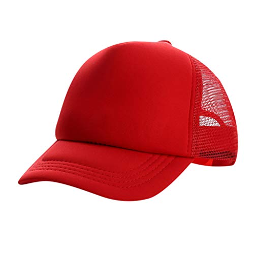 TinaDeer Baseballcap Kinder Jungen Mädchen mit Netz Verstellbar Baseballmütze Sommer UV-Schutz Sonnenhut Outdoor Baseballkappe Faltbar Leicht Babyhut (Rot A, One Size) von TinaDeer