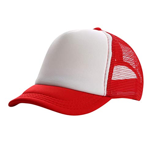 TinaDeer Baseballcap Kinder Jungen Mädchen mit Netz Verstellbar Baseballmütze Sommer UV-Schutz Sonnenhut Outdoor Baseballkappe Faltbar Leicht Babyhut (Rot B, One Size) von TinaDeer