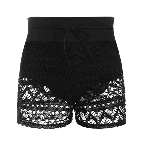 TinaDeer Damen Badeshorts Große Größe Sommer Hollow Jaquard Badehose High Waist Kurze Schwimmshorts Hotpants Schnell Trocknendes Strandhose Tankinihose für Frauen Gr.S-5XL von TinaDeer