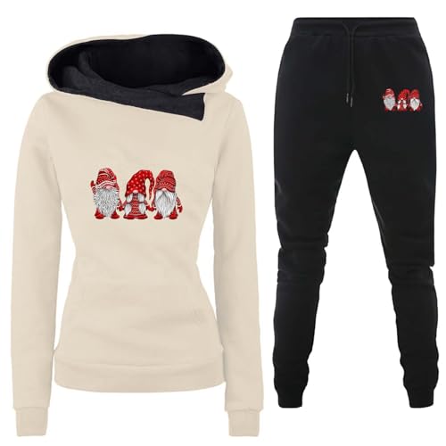 TinaDeer Damen Jogginganzug Trainingsanzug 2-Teilig Gnomes Zwerg Hoodie Jogginghose Sweatshirt Hose Zweiteiler Jogginganzüge Damen Kapuzenpullover Sporthose Set von TinaDeer