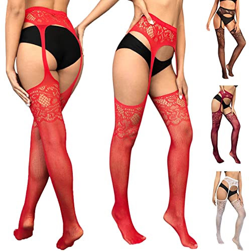 TinaDeer Damen Netzstrumpfhosen Ouvert Sommer Frauen Sexy Netzstrümpfe Fischnetz Strumpfhosen Mesh Silhouette Strümpfe Strumpfhose Strumpfwaren für Damen mit hoher Taille von TinaDeer