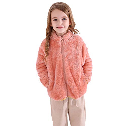 TinaDeer Fleecejacke Baby Kinder Mädchen Jungen Herbst Winter Jacke Strickfleecejacke Kuscheljacke Fleecemantel Strickfleecejacke Schneeanzug 1-9 Jahre (Orange, 110) von TinaDeer