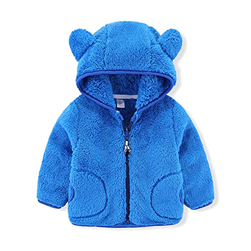 TinaDeer Fleecejacke Baby Kinder Mädchen Jungen mit Kapuze Herbst Winter Jacke Strickfleecejacke Kuscheljacke Fleecemantel Strickfleecejacke Kapuzenmantel Schneeanzug 1-6 Jahre (Dunkelblau, 100) von TinaDeer