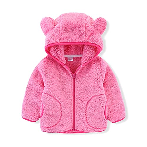 TinaDeer Fleecejacke Baby Kinder Mädchen Jungen mit Kapuze Herbst Winter Jacke Strickfleecejacke Kuscheljacke Fleecemantel Strickfleecejacke Kapuzenmantel Schneeanzug 1-6 Jahre (Rosa A, 90) von TinaDeer