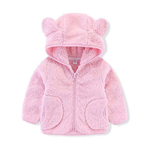 TinaDeer Fleecejacke Baby Kinder Mädchen Jungen mit Kapuze Herbst Winter Jacke Strickfleecejacke Kuscheljacke Fleecemantel Strickfleecejacke Kapuzenmantel Schneeanzug 1-6 Jahre (Rosa B, 90) von TinaDeer