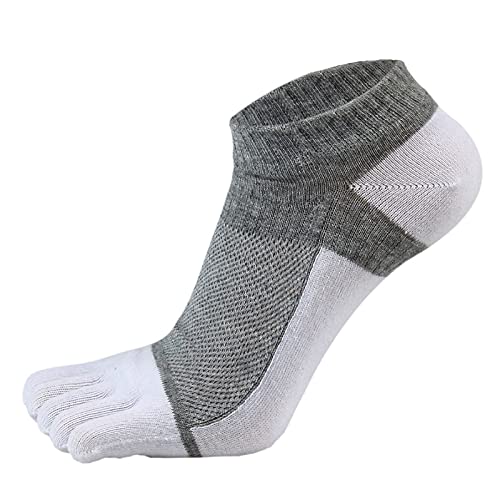 TinaDeer Herren Fünf Finger Zehensocken 38-43 Baumwolle Sneaker Socken Kurz Atmungsaktiv Sportsocken Laufsocken für Männer für Fitness, Laufen, Joggen, Alltag und Freizeit (Silber, Einheitsgröße) von TinaDeer