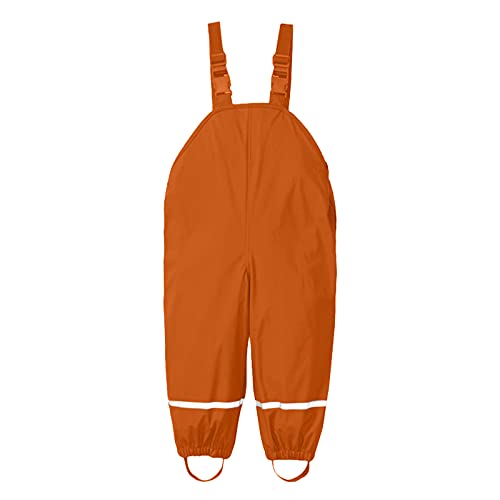 TinaDeer Kinder Mädchen Jungen Regenlatzhose, Kinder Regenhosen, Unisex Matschhose, wasserdichte Atmungsaktiv Matschhose Overalls, für Jungen Mädchen Latzhose Skihose Wanderhose (Orange, 116) von TinaDeer