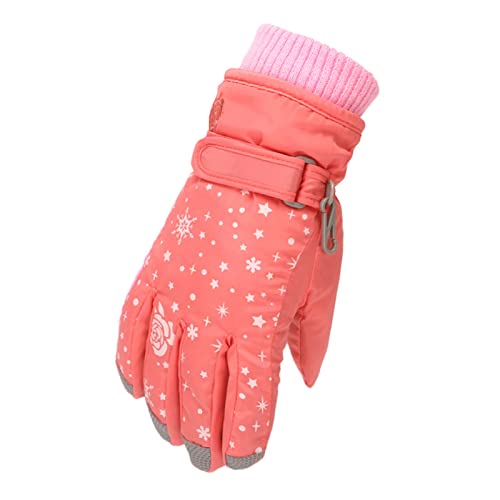 TinaDeer Kinder Mädchen Jungen Skihandschuhe Wasserdicht Winter Handschuhe Winddichte Warme Fingerhandschuhe Fausthandschuhe Schneehandschuhe für 4-9 Jahre für Skifahren Outdoor (Orange, 4-9 Jahre) von TinaDeer