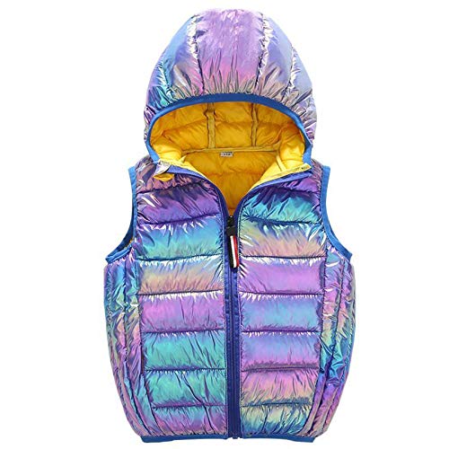 TinaDeer Kinder Weste Steppweste mit Kapuzen Mädchen Jungen Daunenweste Winter Weste Jacke Unisex Kapuzenweste Ärmellos Winterjacke für 2-12 Jahre von TinaDeer