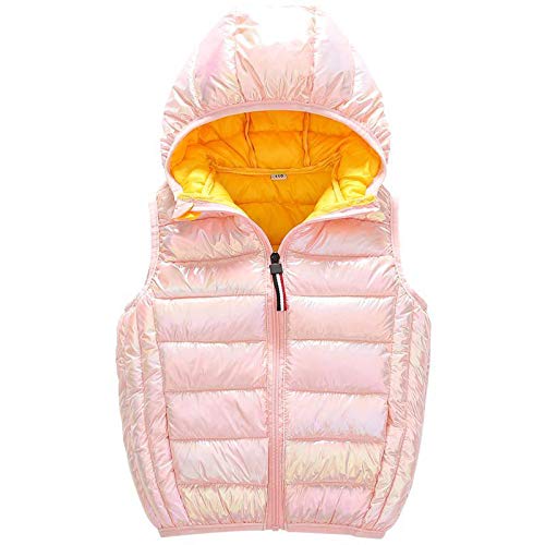 TinaDeer Kinder Weste Steppweste mit Kapuzen Mädchen Jungen Daunenweste Winter Weste Jacke Unisex Kapuzenweste Ärmellos Winterjacke für 2-12 Jahre von TinaDeer