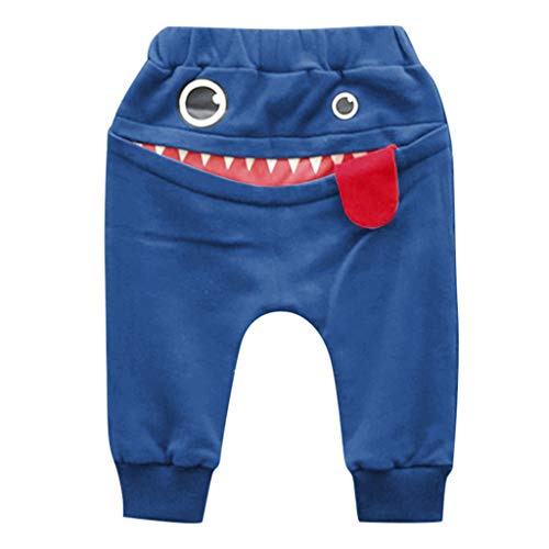 TinaDeer Kinderhose für Jungen und Mädchen, Babyhose, Cartoon Muster Neuheit Jogginghose, Kleinkind Sommerhose Jogginghose Cartoon Long Hip Hop Harlan Hose (Blau, 100) von TinaDeer