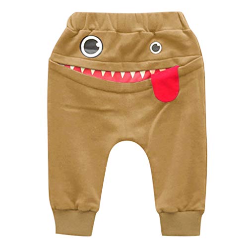 TinaDeer Kinderhose für Jungen und Mädchen, Babyhose, Cartoon Muster Neuheit Jogginghose, Kleinkind Sommerhose Jogginghose Cartoon Long Hip Hop Harlan Hose (Khaki, 90) von TinaDeer