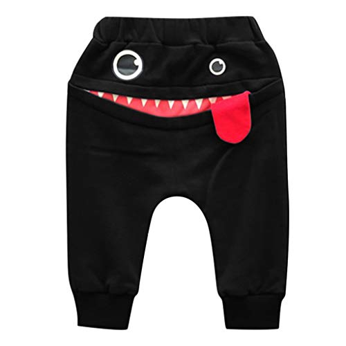 TinaDeer Kinderhose für Jungen und Mädchen, Babyhose, Cartoon Muster Neuheit Jogginghose, Kleinkind Sommerhose Jogginghose Cartoon Long Hip Hop Harlan Hose (Schwarz, 100) von TinaDeer