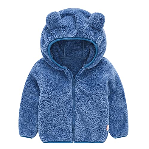 TinaDeer Kuscheljacke Baby Kinder Mädchen Jungen Fleecejacke mit Kapuze Herbst Winter Jacke Strickfleecejacke Fleecemantel Strickfleecejacke Kapuzenmantel Hoodie Schneeanzug für 1-5 Jahre (Blau, 100) von TinaDeer