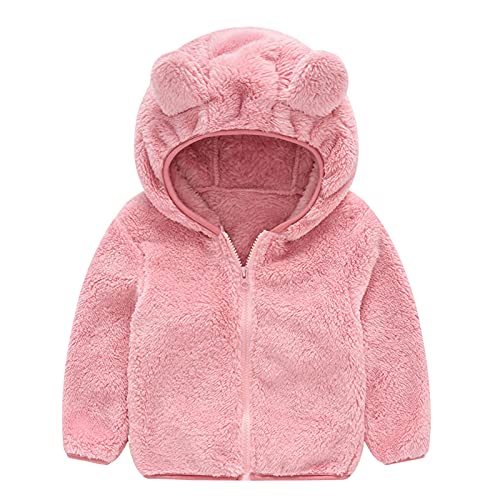 TinaDeer Kuscheljacke Baby Kinder Mädchen Jungen Fleecejacke mit Kapuze Herbst Winter Jacke Strickfleecejacke Fleecemantel Strickfleecejacke Kapuzenmantel Hoodie Schneeanzug für 1-5 Jahre (Rosa, 90) von TinaDeer