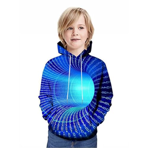 TinaDeer Langarmshirt Kinder und Mädchen, 3D-gedruckte modische Pullover-Sweatshirts, neuartige Muster-Hoodies Outdoor Hoodie (Z01 Blue, 11-12 Years) von TinaDeer