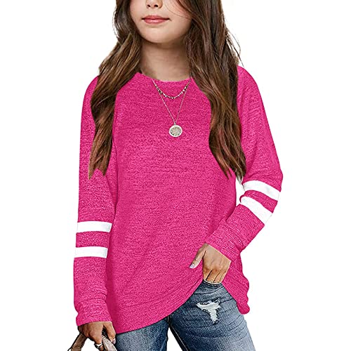 TinaDeer Langarmshirt für Kinder Mädchen Streifen Longsleeve T-Shirt Lässige Lose Bluse T-Stück Baumwolle Rundhals Langarm Tops für 4-13 Jahre Teenager Mädchen von TinaDeer