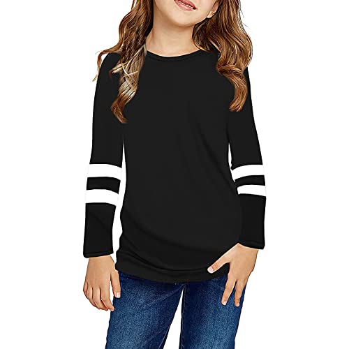 TinaDeer Langarmshirt für Kinder Mädchen Streifen Longsleeve T-Shirt Lässige Lose Bluse T-Stück Baumwolle Rundhals Langarm Tops für 4-13 Jahre Teenager Mädchen von TinaDeer