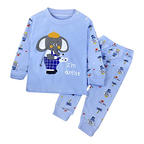 TinaDeer Langarmshirts Für Herren Weiche Pyjamas Kleinkind Cartoon Prints Langarm Nachtwäsche Sets (c-Sky Blue, 18-24 Months) von TinaDeer