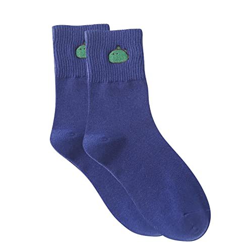 TinaDeer Lustige Damen Socken Dinosaurier Muster Niedlich Baumwolle Sneaker Socken Lässige Damensocken Herbst Winter Warme Stricksocken für Frauen (Blau, Einheitsgröße) von TinaDeer