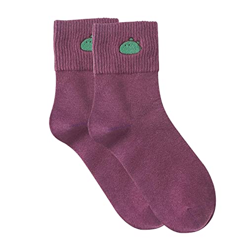 TinaDeer Lustige Damen Socken Dinosaurier Muster Niedlich Baumwolle Sneaker Socken Lässige Damensocken Herbst Winter Warme Stricksocken für Frauen (Lila, Einheitsgröße) von TinaDeer