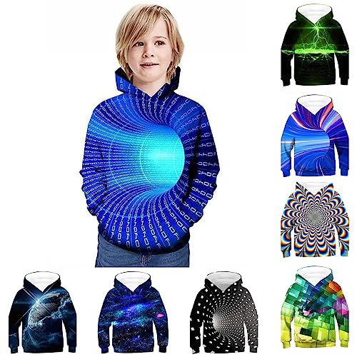 TinaDeer Lustige Kapuzenpullover Kinder Jungen Oversize Hoodie 3D Druck Sweatshirt mit Kapuze Freizeit Pullover Herbst Winter Kapuzenjacke Outdoor Party für Jungen Mädchen 2 Jahre - 12 Jahre von TinaDeer