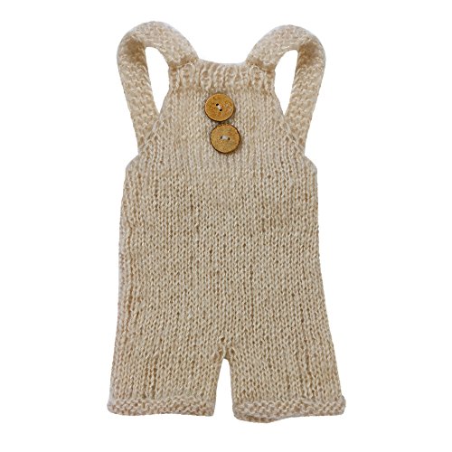 TinaDeer Neugeborenen Baby Photography Requisiten Anzug Zubehör häkeln Hose Fotografie Prop Overalls Hosen für 0-6 Monate Junge Mädchen Fotografie schießen (Beige, Freie Größe) von TinaDeer