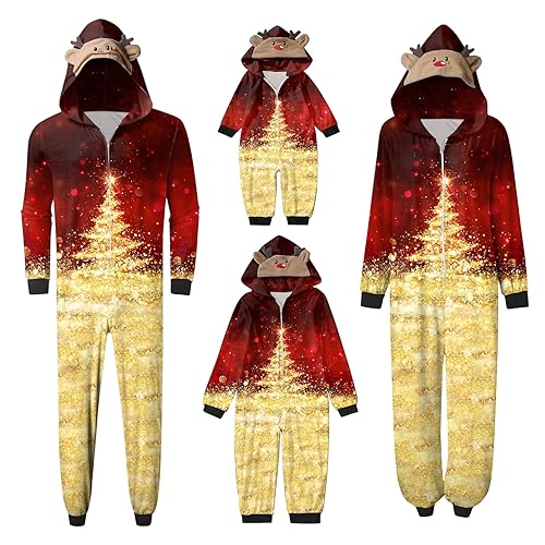 TinaDeer Papa-Overall für Weihnachten, Familien-Pyjama, großköpfiger -Druck, kariert, langärmlig, weicher, lässiger Urlaubs-Nachtwäsche Winter Pyjama Damen Kuschelig (XL) von TinaDeer