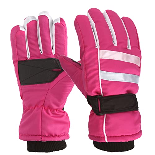 TinaDeer Skihandschuhe für 7-12 Jahre Kinder Mädchen Jungen Wasserdichte Winddichte Fausthandschuhe Warme Kinderhandschuhe Winterhandschuhe Handschuhe für Outdoor Sport Skifahren (Rosa A, 7-12 Jahre) von TinaDeer