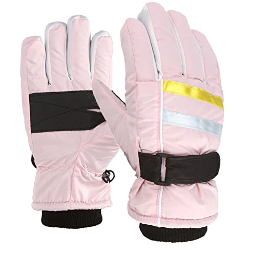 TinaDeer Skihandschuhe für 7-12 Jahre Kinder Mädchen Jungen Wasserdichte Winddichte Fausthandschuhe Warme Kinderhandschuhe Winterhandschuhe Handschuhe für Outdoor Sport Skifahren (Rosa B, 7-12 Jahre) von TinaDeer