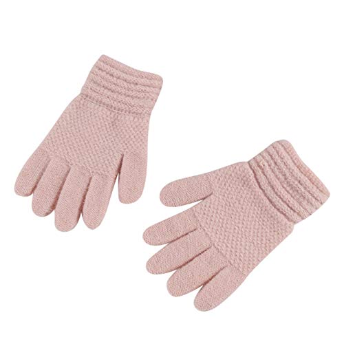 TinaDeer Unisex Baby Kinder Handschuhe Dicke Winter Strickhandschuhe dehnbar volle Finger Handschuhe Fäustling für 1-8 Jahre Jungen und Mädchen (Rosa, 15X6.5cm) von TinaDeer