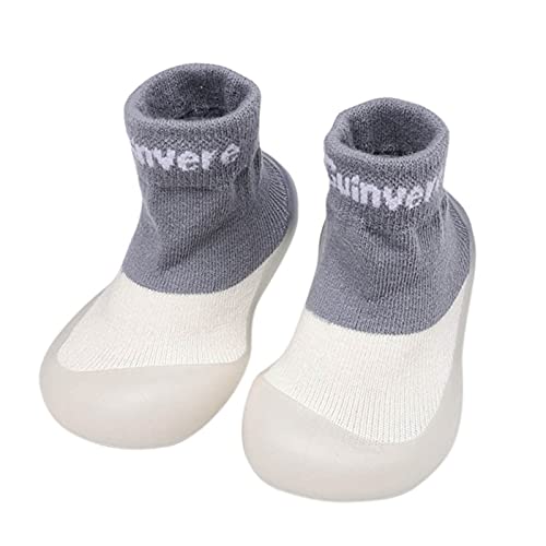 TinaDeer Unisex-Baby Socken Schuhe Kleinkind Mädchen Jungen Babyschuhe Hausschuhe Innen Krabbelschuhe Lauflernschuhe Socken Stiefel mit rutschfest Gummisohle Kniestrümpfe Hüttenschuhe (Blau, 22/23) von TinaDeer