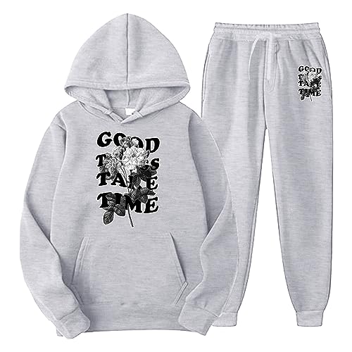 TinaDeer Unisex Jogginganzug Trainingsanzug Herren Damen Sportanzug Leichte Y2k 2-teilig Briefdruck Hoodie Sporthose Zweiteiliger Kapuzenpullover Jogginghose Tracksuit Jogging Anzug Set von TinaDeer