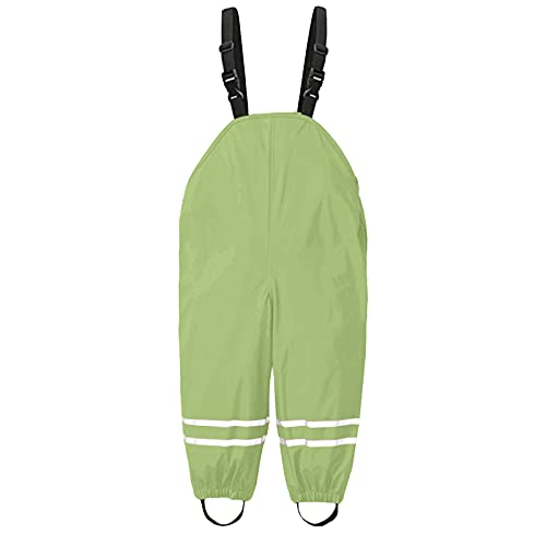 TinaDeer Unisex Kinder Regenlatzhose Regenhose wasserdichte Atmungsaktiv Buddelhose Regenbekleidung Matschhose mit Hosenträgern für Mädchen Jungen Outdoorhose Einteilige Jumpsuit (Grün B, 92/S) von TinaDeer