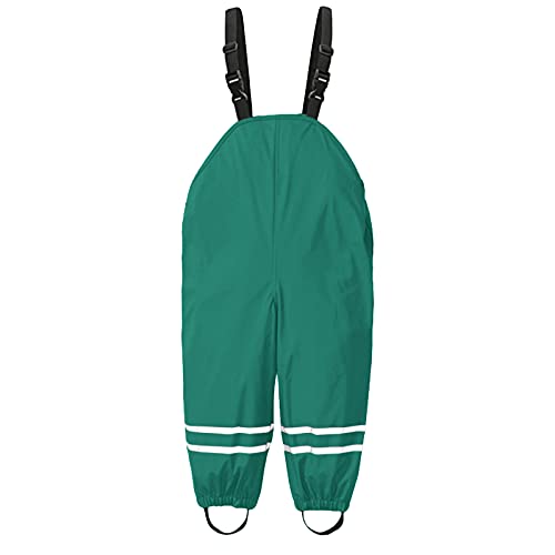 TinaDeer Unisex Kinder Regenlatzhose Regenhose wasserdichte Atmungsaktiv Regenbekleidung Matschhose Buddelhose mit Hosenträgern für Kleinkind Mädchen Jungen Outdoorhose Einteilige Jumpsuit (Grün, 92) von TinaDeer