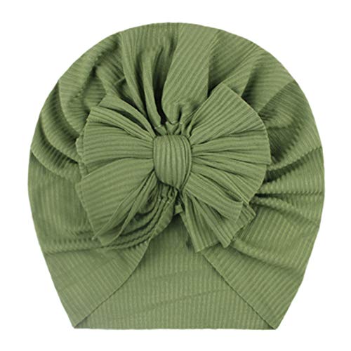 Turban mit Schleife für 0-3 Jahre Neugeboren Baby Mädchen Taufe Stirnband Haarband Sommer Nylon Stretch Headwrap Beanie Cap Headwear Mütze Hut für Kleinkind Säuglinge Mädchen (Grün) von TinaDeer