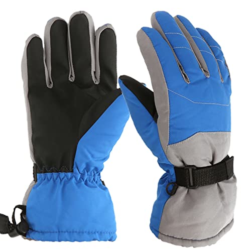 Winter Skihandschuhe für 7-16 Jahre Jungen Mädchen Wasserdichte Winddichte Winterhandschuhe Kinder Fingerhandschuhe Warme Schneehandschuhe Ski Handschuhe für Skifahren im Outdoor (Blau, 7-12 Jahre) von TinaDeer