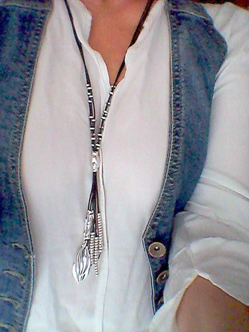 Quastenkette Lederkette Lange Kette Silberkette Halsketten Für Frauen Boho Muttertag Geschenk von TinaJewelryEs