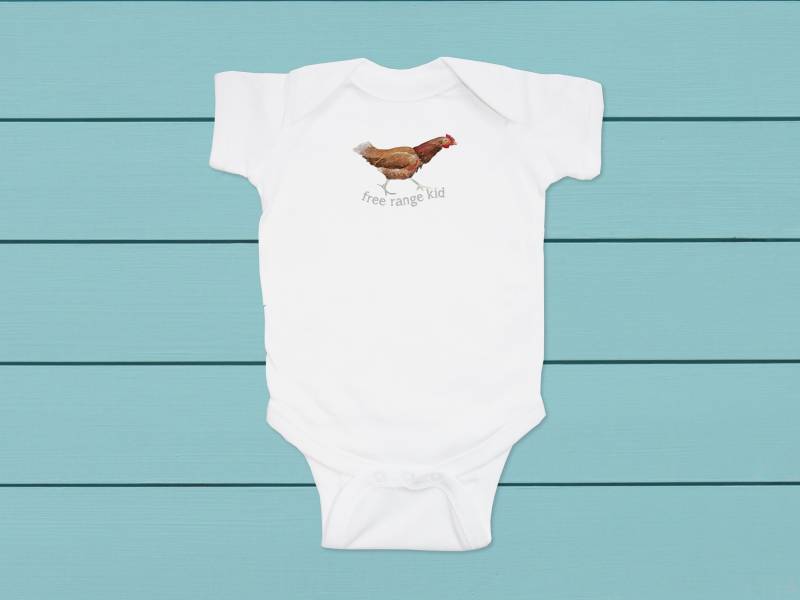Baby Snap Up Ein Stück, Free Range Huhn Kind, Unter Shirt, Alle Baumwolle, Up T-Shirt von TinaLabadiniDesigns