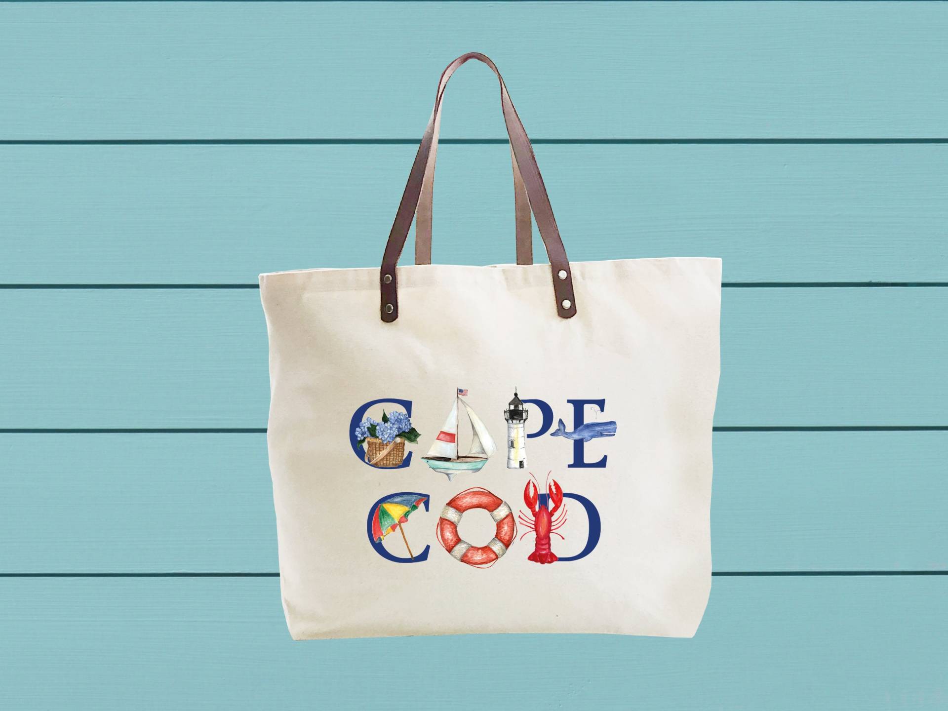 Wiederverwendbare Baumwoll-Canvas-Tragetaschen Mit Cape Cod-Kunst Wiederverwendbare Baumwoll-Canvas-Tragetaschen Mit Cape Cod-Kunst von TinaLabadiniDesigns